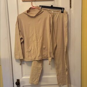 Jones New York Tan Hoodie and Joggers Set